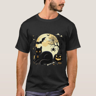 Camiseta Fantasioso Traje de Gato de Halloween Gato Abóbora