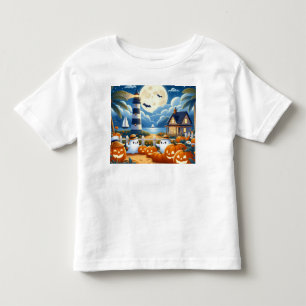 Camiseta Fantasma/abóboras do Dia das Bruxas Justo/Costeiro