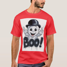 Camiseta Fantasma Adorável com Chapéu de Bowler e BOO! Graf