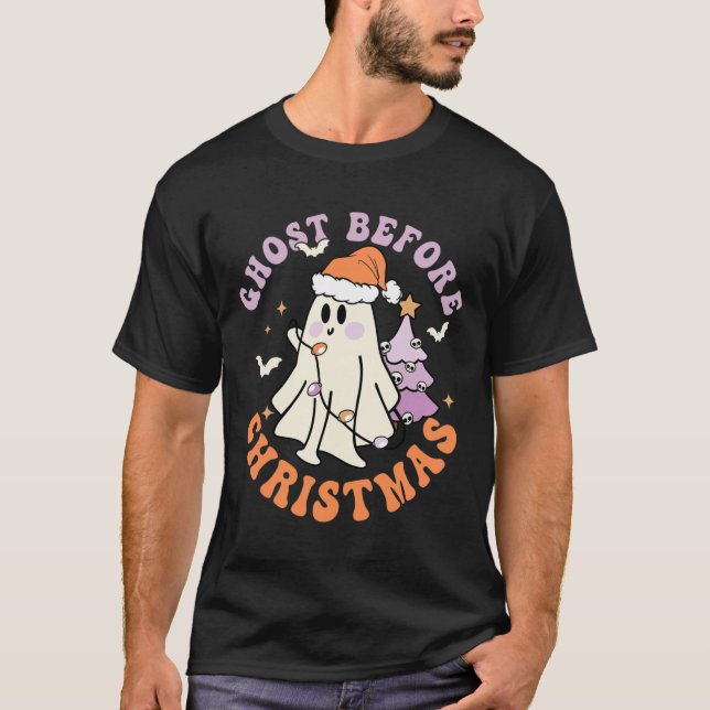 Camiseta Fantasma Antes do Natal, Retro Halloween Xmas Spoo (Frente)