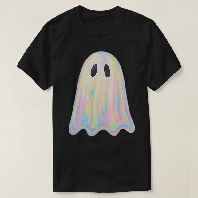 Camiseta Fantasma Arco-Íris Pastel Fofo | Assustador Estéti (Frente do Design)