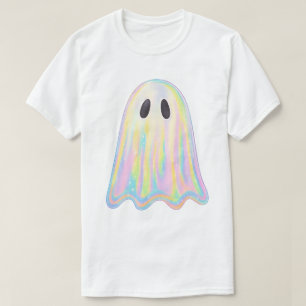 Camiseta Fantasma Arco-Íris Pastel Fofo Assustador Estéti