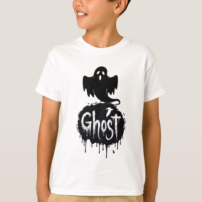 Camiseta Fantasma - Arte de texto gotejante de terror sombr (Frente)