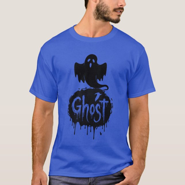 Camiseta Fantasma – Arte de texto sombrio de terror que pin (Frente)