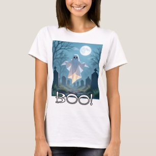 Camiseta Fantasma Assustador de Halloween em Origami Engraç