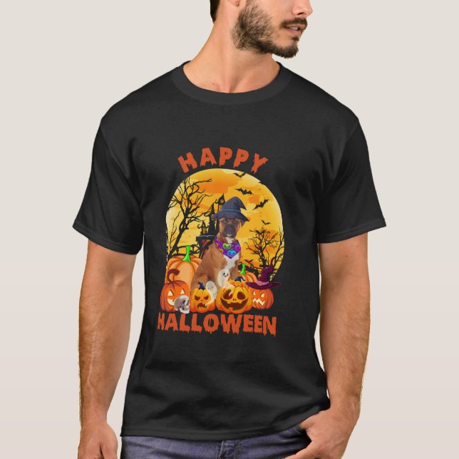 Camiseta Fantasma Assustador Pumpkin Moon Witold Boxer Cach (Frente)