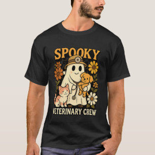 Camiseta Fantasma Assustador Segurando Veterinário Técnico 