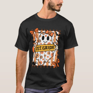 Camiseta Fantasma Boho Fofo Professora do 1º Ano Aluna Coqu