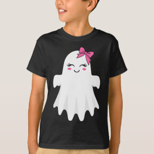 Camiseta Fantasma Bonita Com Arco Boo Halloween Figurume Pa