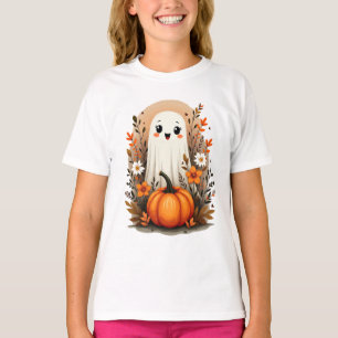 Camiseta Fantasma Bonita com Presente de outono de Pumpkins