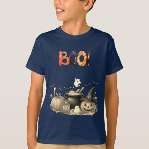 Camiseta Fantasma Bonita e Abóbora Meninos Do Halloween T S