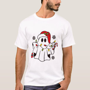Camiseta Fantasma Bonita, Feliz Natal Santa Hat Família Eng