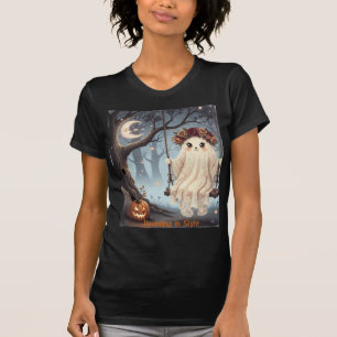 Camiseta Fantasma Bonita na Assombração do Dia das Bruxas e