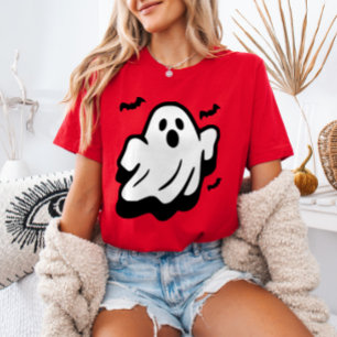Camiseta Fantasma Bonita Voando com Bats Minimalista Hallow