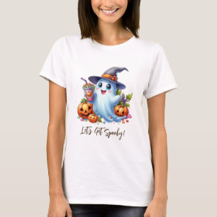Camiseta Fantasma Bonito com bebidas assustadoras, Hallowee