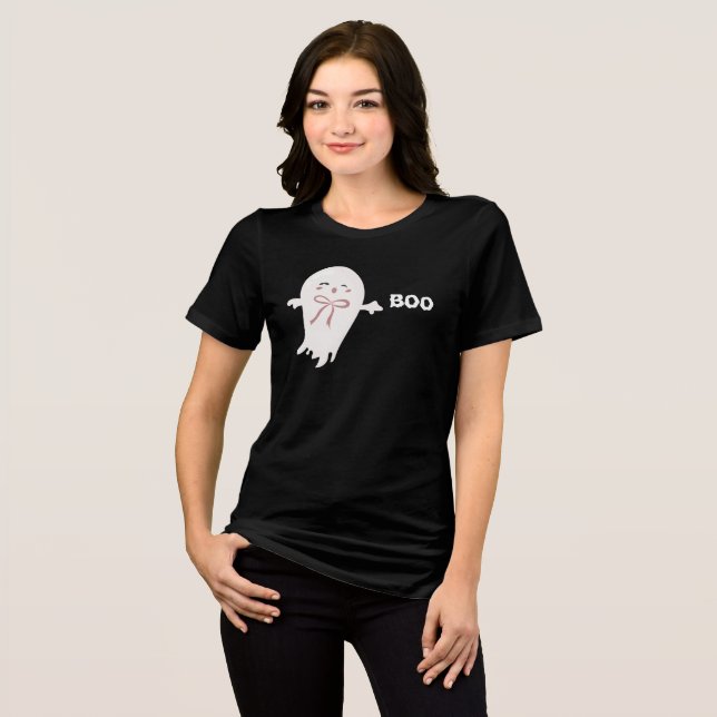 Camiseta Fantasma Bonito com Boo de Arco (Frente Completa)