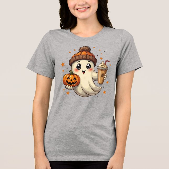 Camiseta Fantasma Bonito com Camisa-T de Halloween de Bompk (Frente)