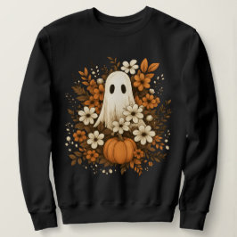 Camiseta Fantasma Bonito Com Pumpkin E Flores De Queda - Ha