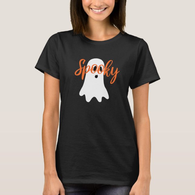 Camiseta Fantasma Bonito Dizendo Boo Fantasma Spooky Hallow (Frente)