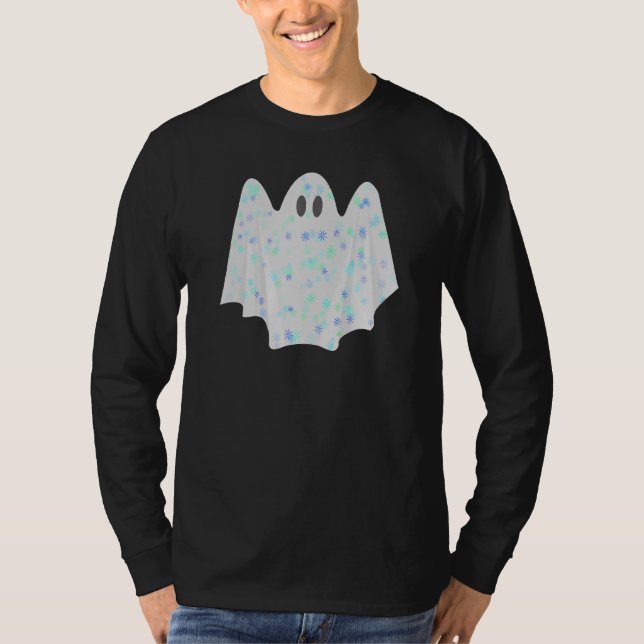 Camiseta Fantasma Bonito Do Halloween Em Folha (Frente)