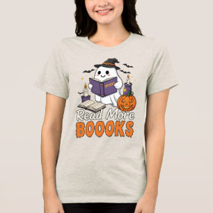 Camiseta Fantasma Bonito - Leia Mais Livros - Halloween -