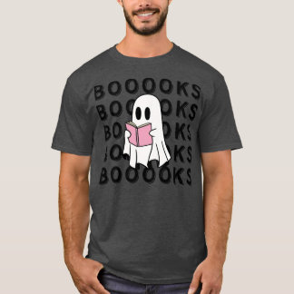 Camiseta Fantasma Bonito Lendo um Livro Rosa