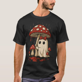 Camiseta Fantasma Bonito Sob Cogumelo em Chuva Sangrenta