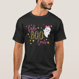 Camiseta Fantasma Boo Engraçado Fofo de Halloween Leopardo