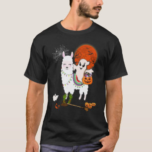 Camiseta Fantasma Boo Montado em Llama com Cesta de Doces A