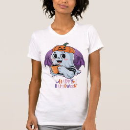 Camiseta Fantasma Branca e Rosa com Arco de Pastel e H