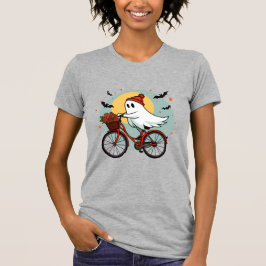 Camiseta Fantasma charmoso na Design de Halloween de Bicicl