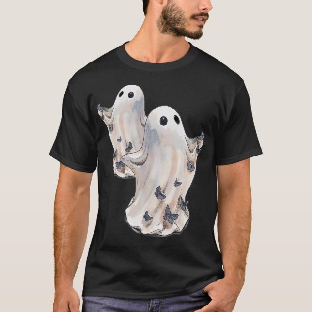 Camiseta Fantasma com borboletas de Halloween  (Frente)
