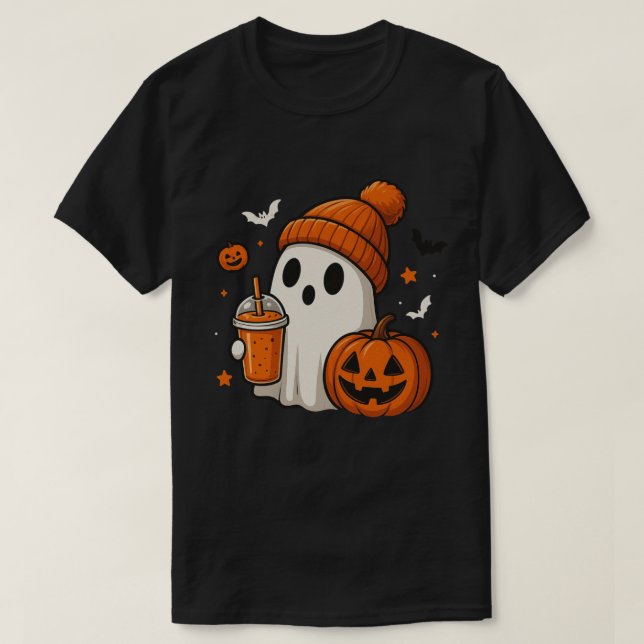 Camiseta Fantasma com Design de Bebida com Especiarias de A (Frente do Design)