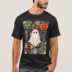 Camiseta Fantasma Com Flores, Fantasma Da Pumpkin Floral De