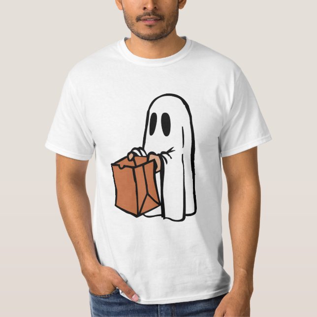 Camiseta Fantasma com Truque ou Tratamento de Bag (Frente)