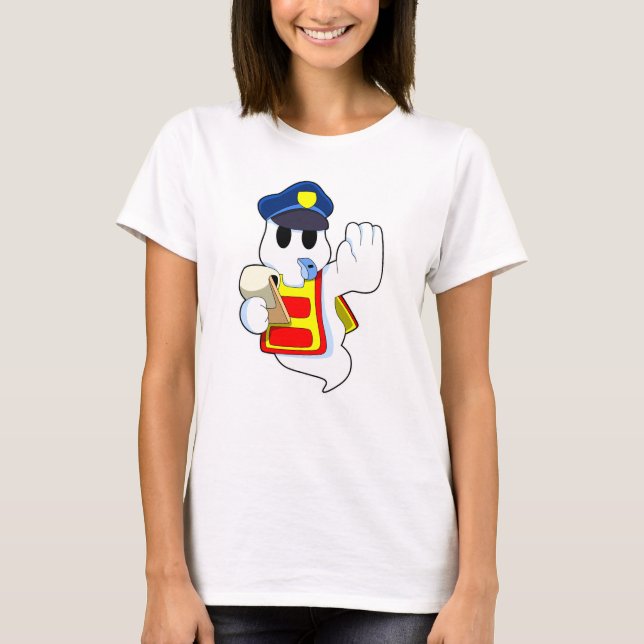 Camiseta Fantasma como agente policial com assobio (Frente)