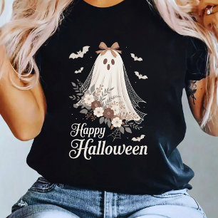 Camiseta Fantasma Coquete Halloween Flor Fantasma Assustado