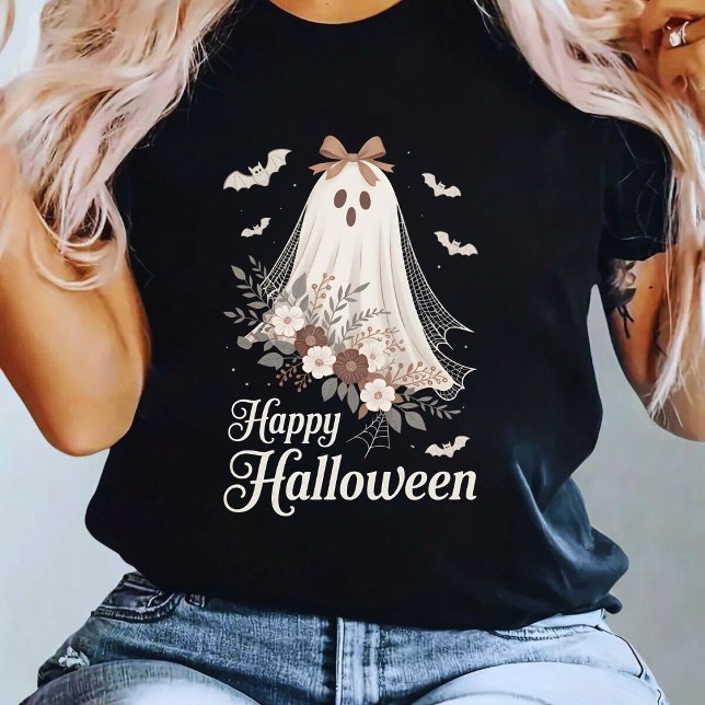Camiseta Fantasma Coquete Halloween Flor Fantasma Assustado (Criador carregado)
