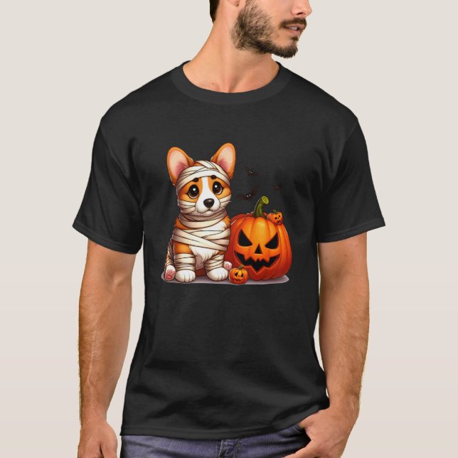Camiseta Fantasma Corgi Roupa engraçada de Halloween para h (Frente)