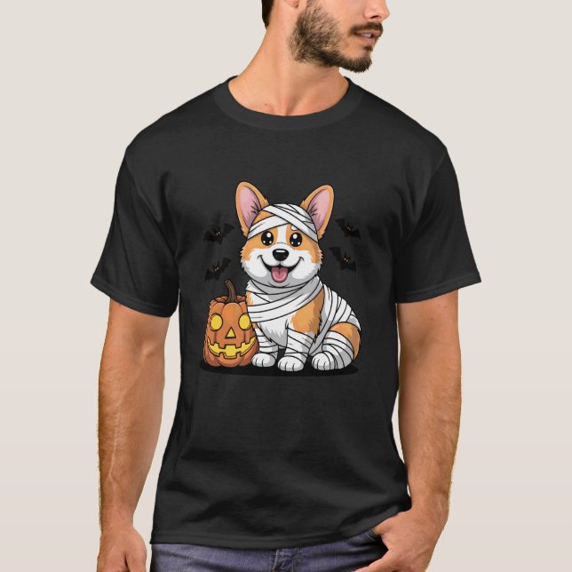 Camiseta Fantasma Corgi Roupa engraçada de Halloween para h (Frente)