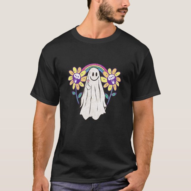 Camiseta Fantasma Cute Colorido Arco-íris Gótico (Frente)