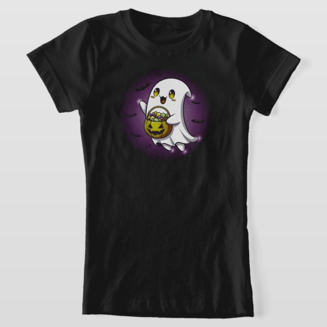 Camiseta Fantasma Cute Spooky | APENAS PRETO (Postura )