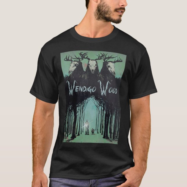 Camiseta Fantasma da Floresta Críptido Wendigo Madeira  (Frente)