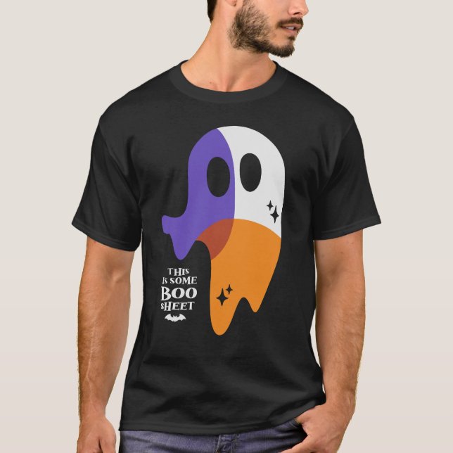 Camiseta Fantasma da Folha de Boo - Dia de as Bruxas engraç (Frente)