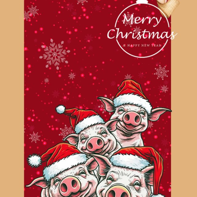 Camiseta Fantasma da Noite de Halloween com Flores Assustad (Christmas Pigs Greeting Card)