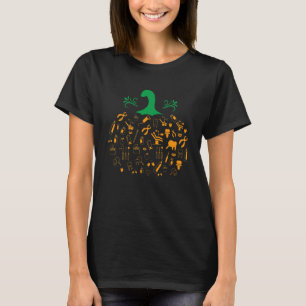 Camiseta Fantasma de Abóbora Sem Dentes Bruxa Halloween Den