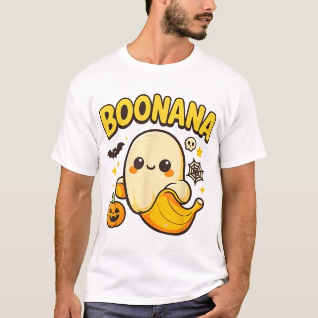 Camiseta Fantasma de Banana Boonana de Halloween  (Frente)