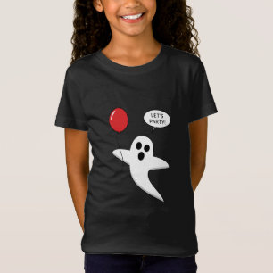 Camiseta Fantasma de Cartoon Bonito com Balão Vermelho