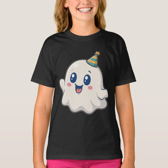 Camiseta Fantasma de Desenho Adorável (Frente)