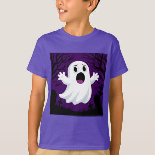 Camiseta Fantasma de Desenho Adorável no Halloween Assustad